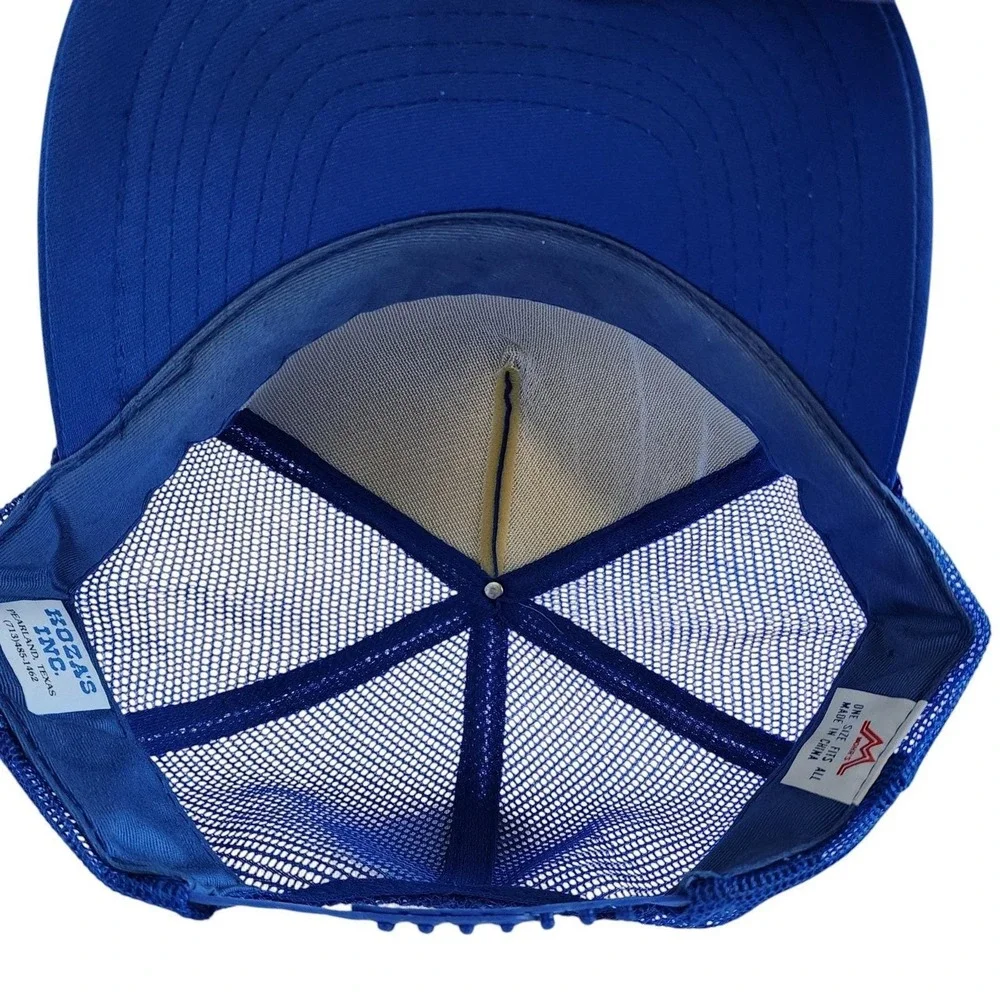 Vintage 80s Ft Worth Texas Trucker Snapback Hat NWT Royal Blue Embroidered